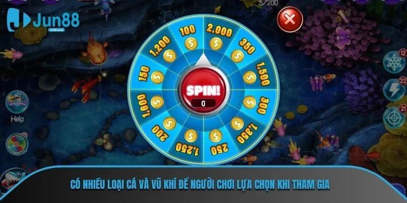 Có nhiều loại cá và vũ khí để người chơi lựa chọn khi tham gia