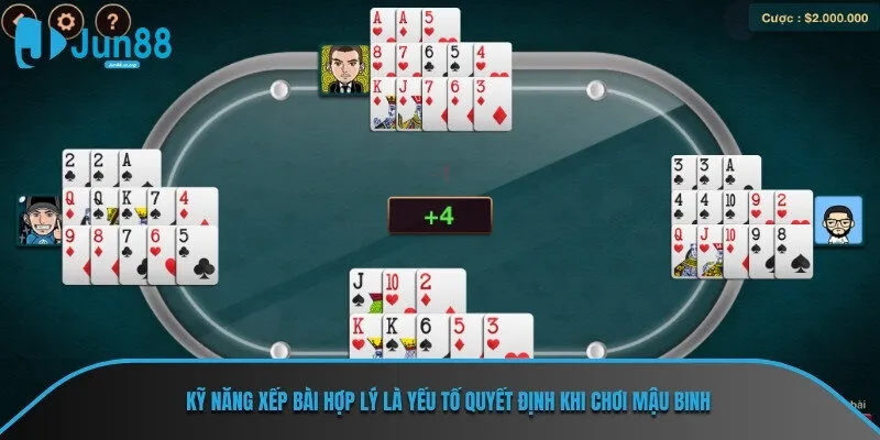 Kỹ năng xếp bài hợp lý là yếu tố quyết định khi chơi mậu binh